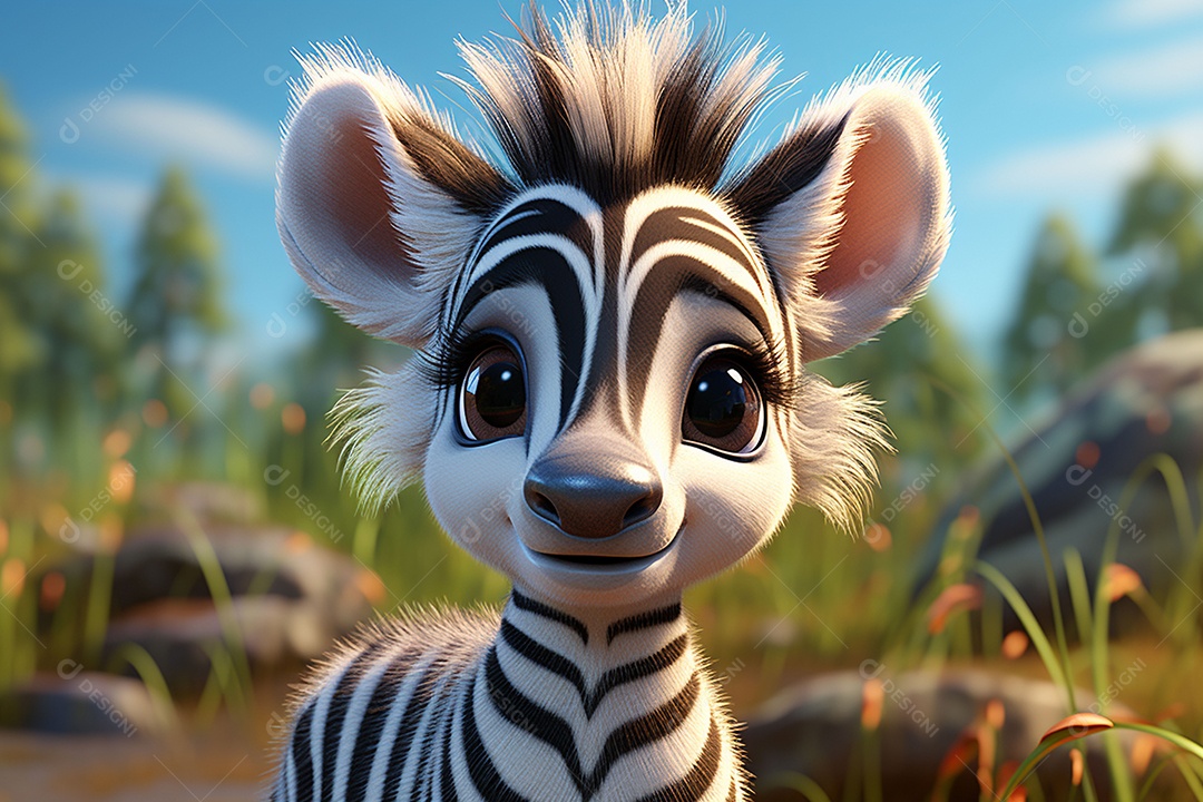 Zebra pequena fofa hiperrealista