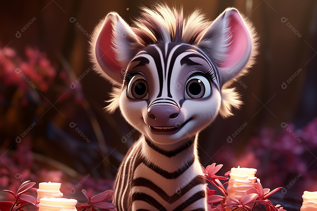 Zebra pequena fofa hiperrealista