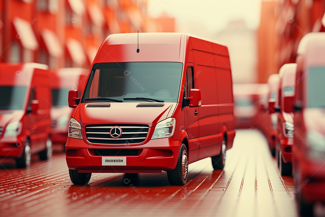 Vans de entrega com caixas de papel