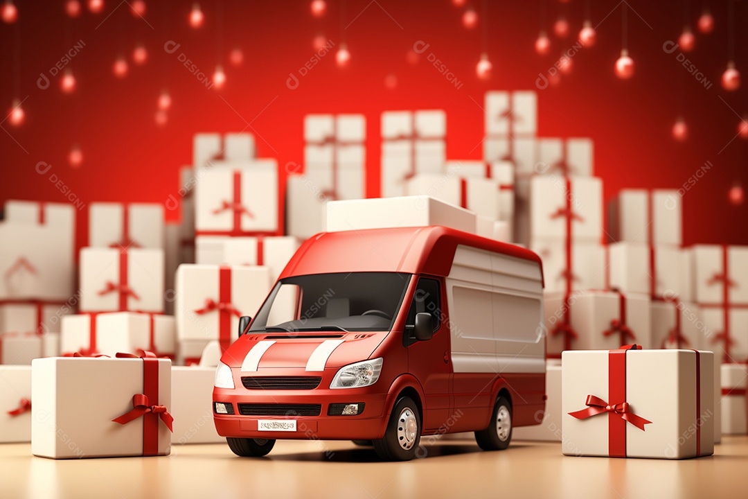 Vans de entrega com caixas de papel