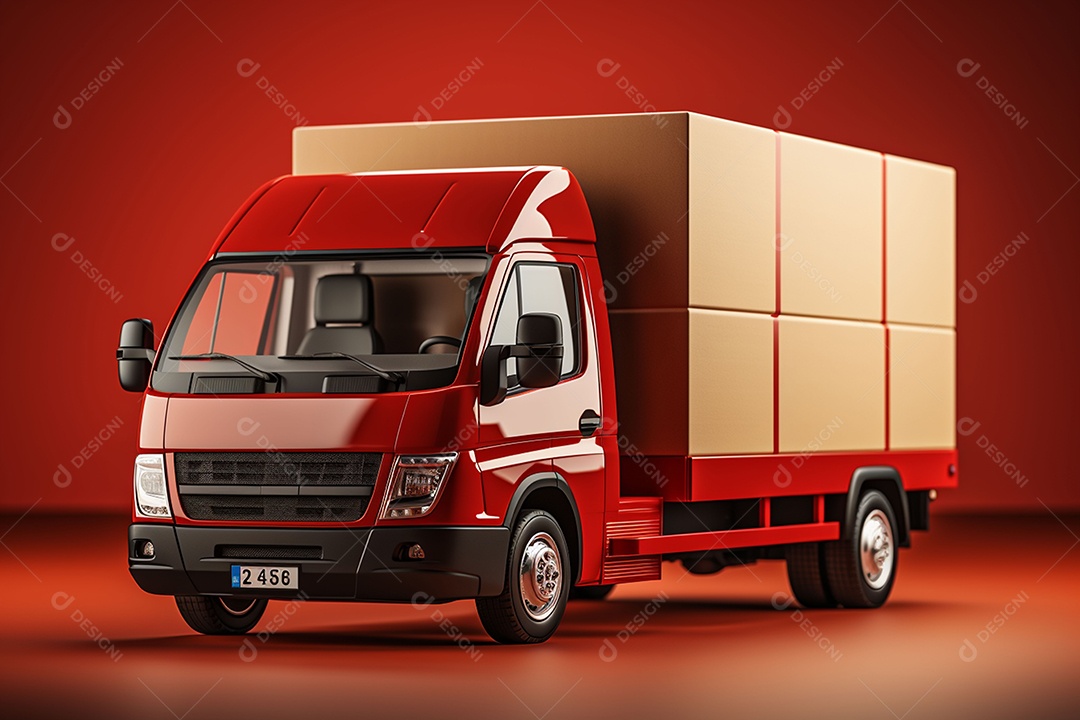 Vans de entrega com caixas de papel