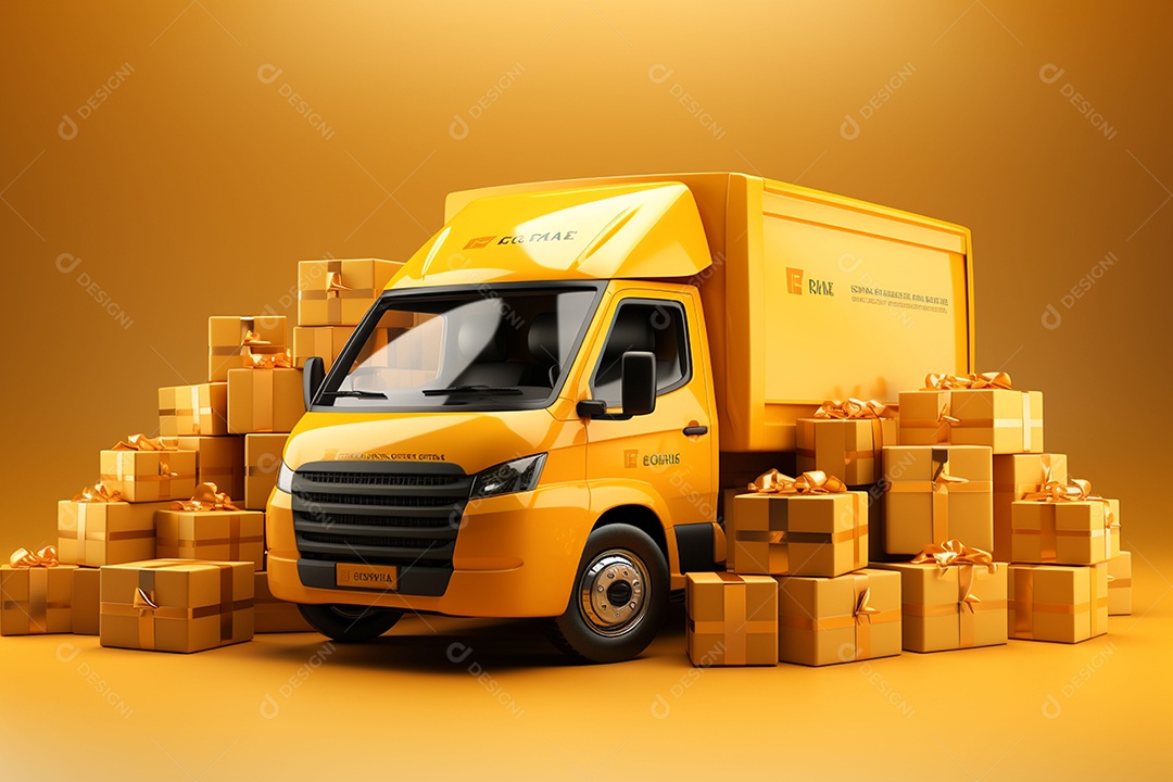 Vans de entrega com caixas de papel