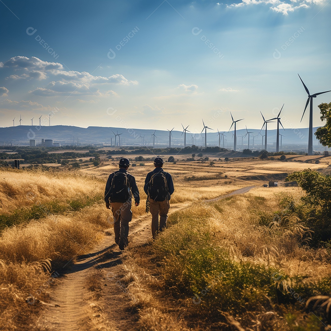 Engenheiro trabalhando em eletricidade eólica