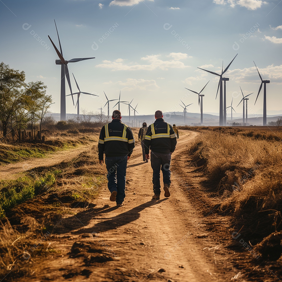 Engenheiro trabalhando em eletricidade eólica