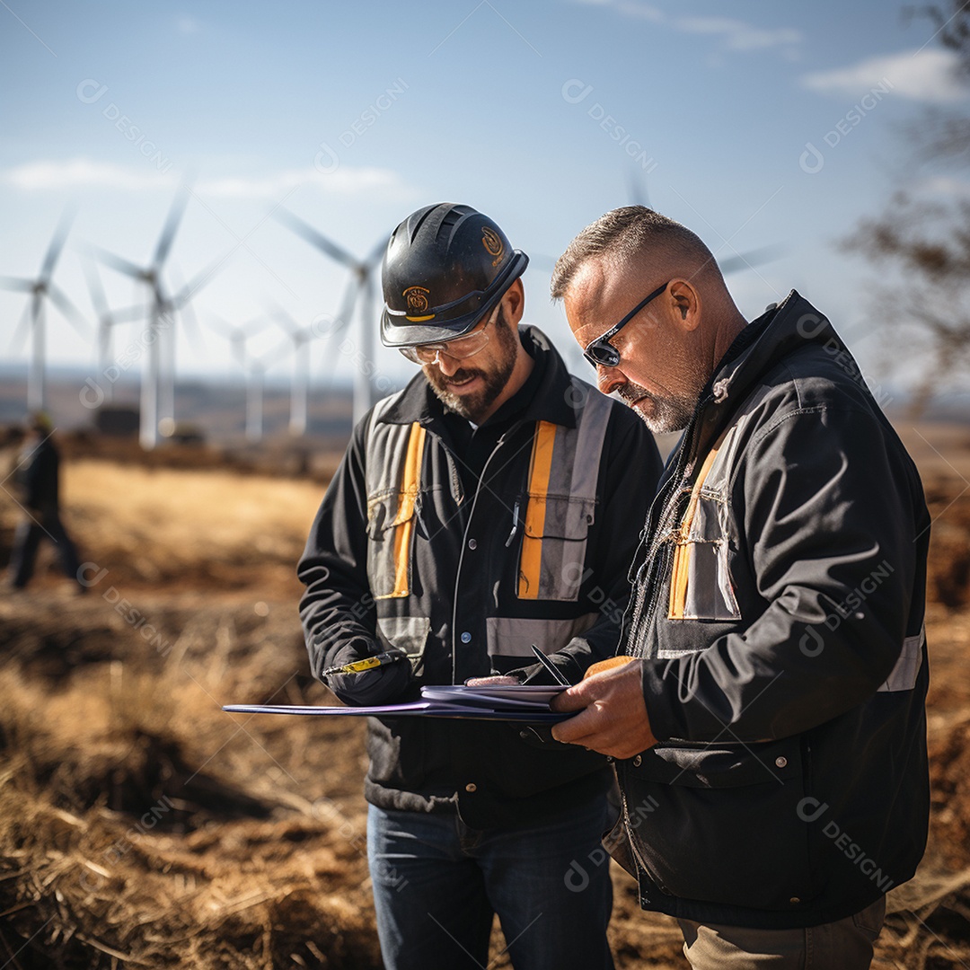 Engenheiro trabalhando em eletricidade eólica