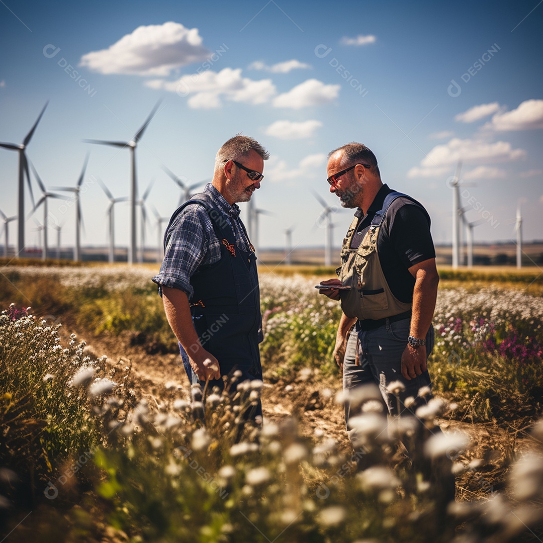 Engenheiro trabalhando em eletricidade eólica