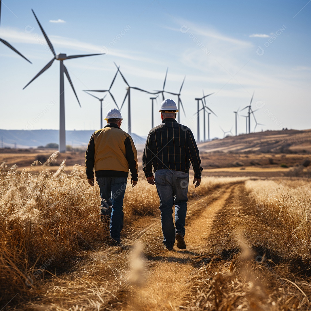Engenheiro trabalhando em eletricidade eólica