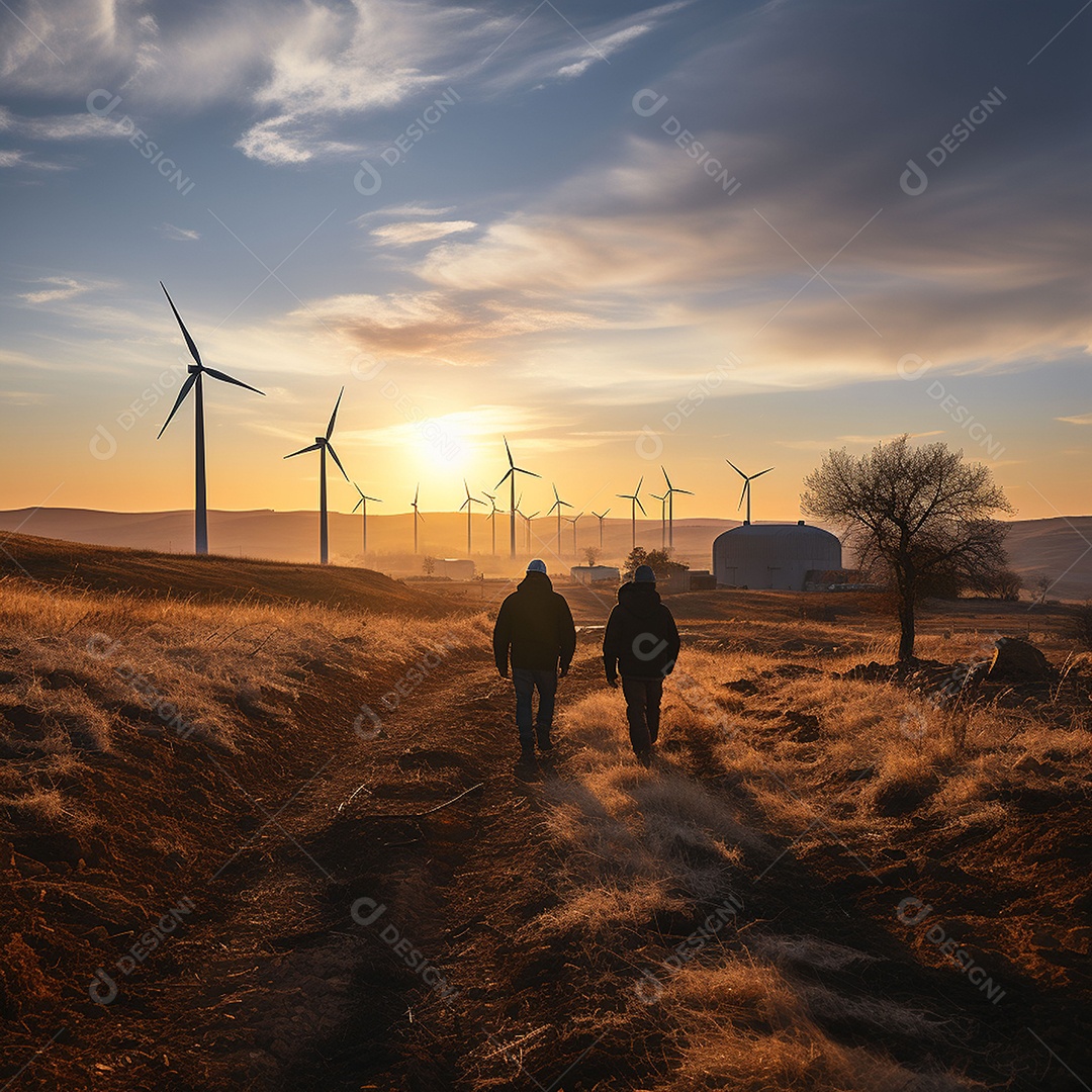 Engenheiro trabalhando em eletricidade eólica