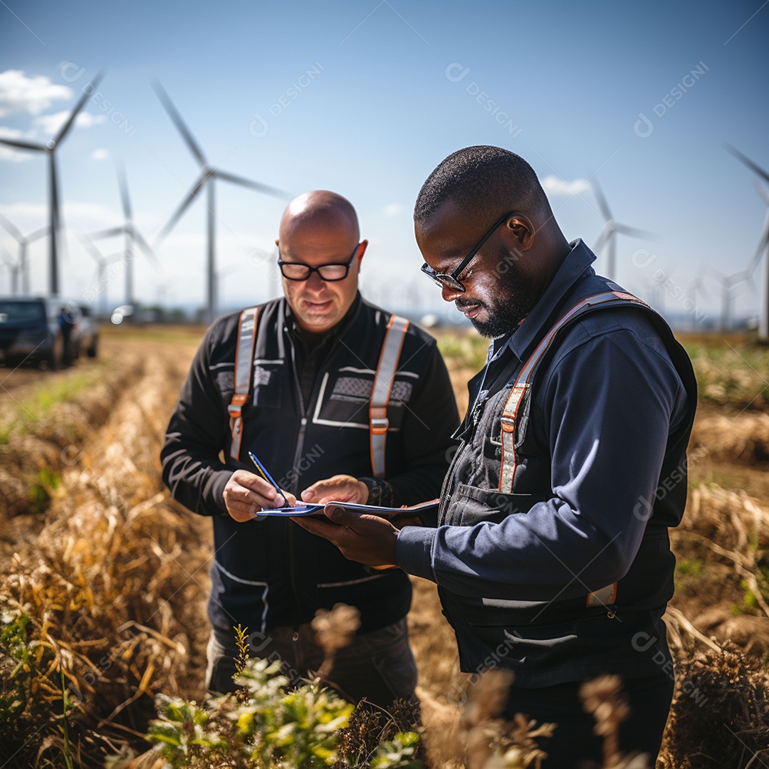 Engenheiro trabalhando em eletricidade eólica