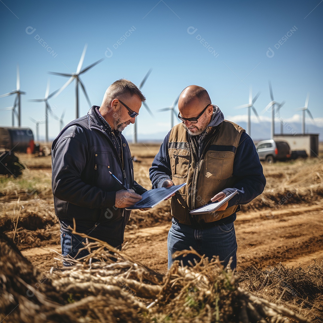 Engenheiro trabalhando em eletricidade eólica