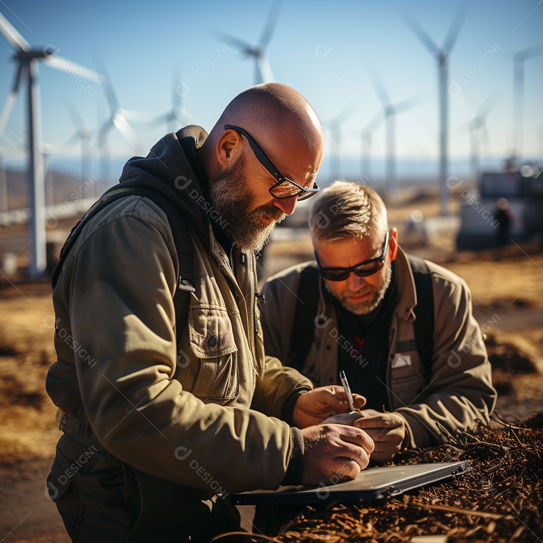 Engenheiro trabalhando em eletricidade eólica