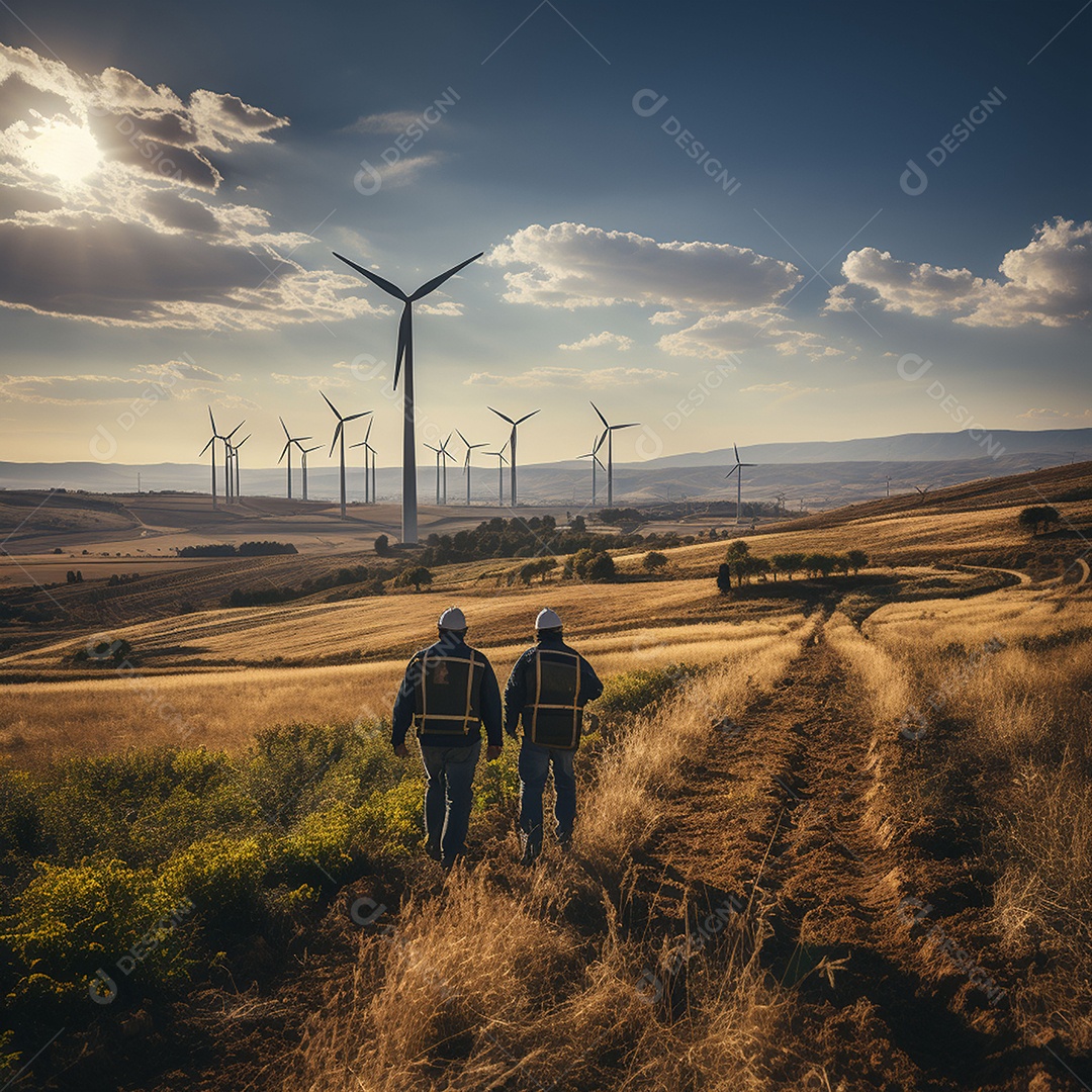 Engenheiro trabalhando em eletricidade eólica
