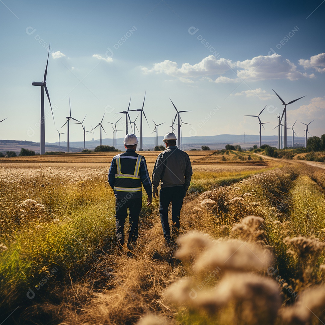 Engenheiro trabalhando em eletricidade eólica