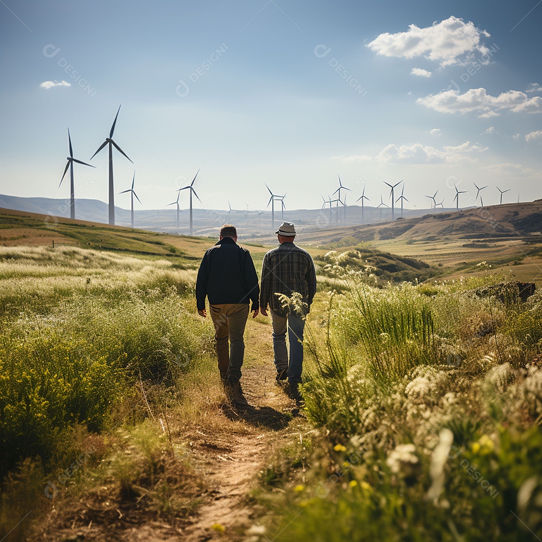 Engenheiro trabalhando em eletricidade eólica