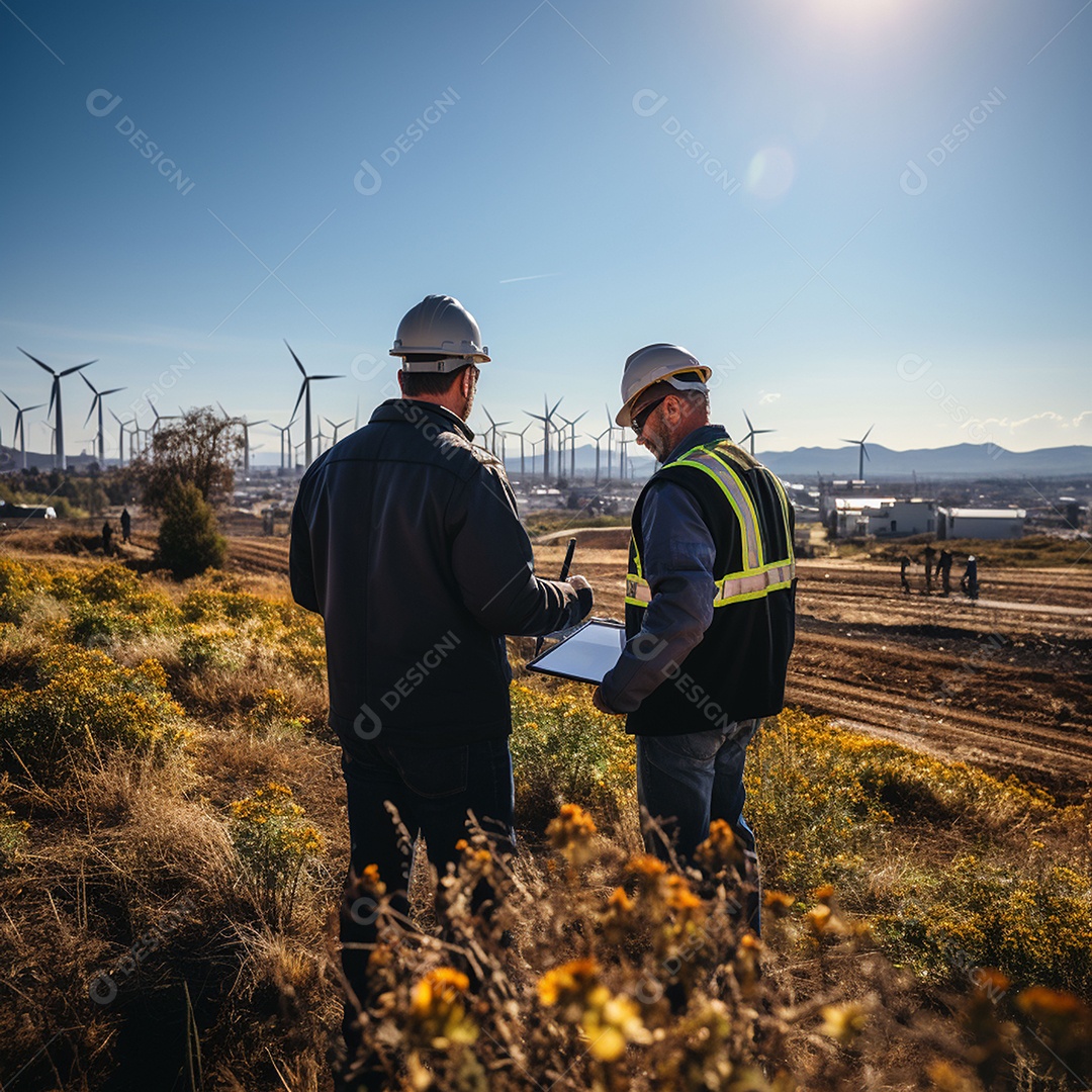 Engenheiro trabalhando em eletricidade eólica