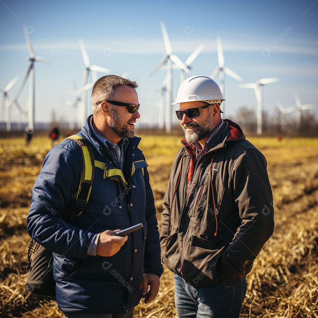 Engenheiro trabalhando em eletricidade eólica