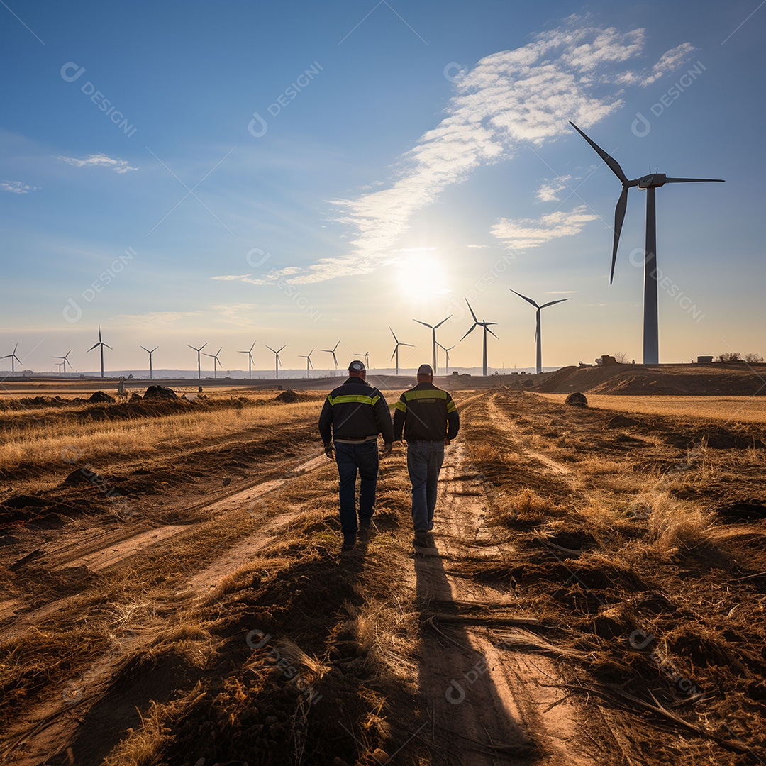 Engenheiro trabalhando em eletricidade eólica