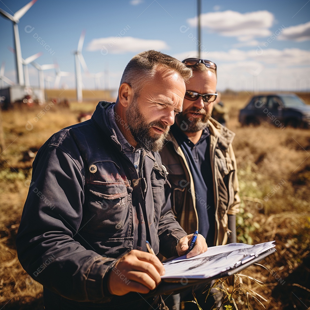 Engenheiro trabalhando em eletricidade eólica