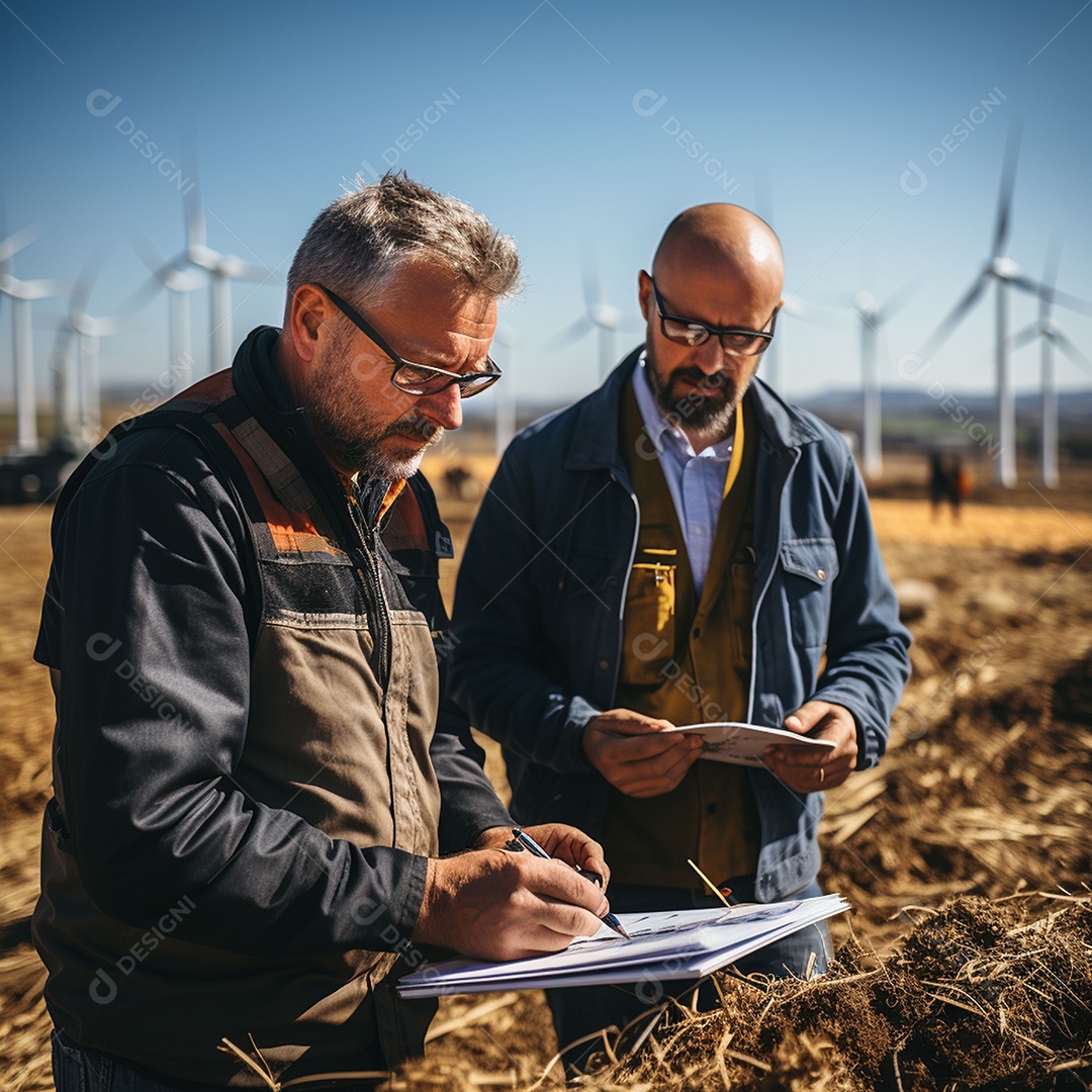 Engenheiro trabalhando em eletricidade eólica
