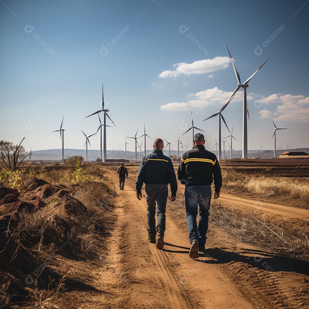 Engenheiro trabalhando em eletricidade eólica