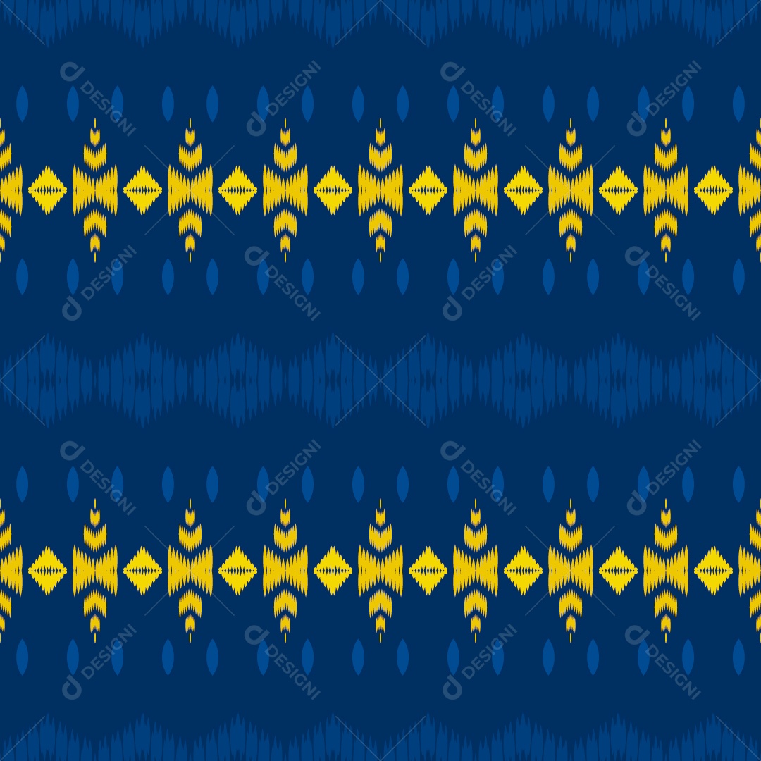 Padrão Tribal Ilustração Azul e Amarelo Vetor EPS