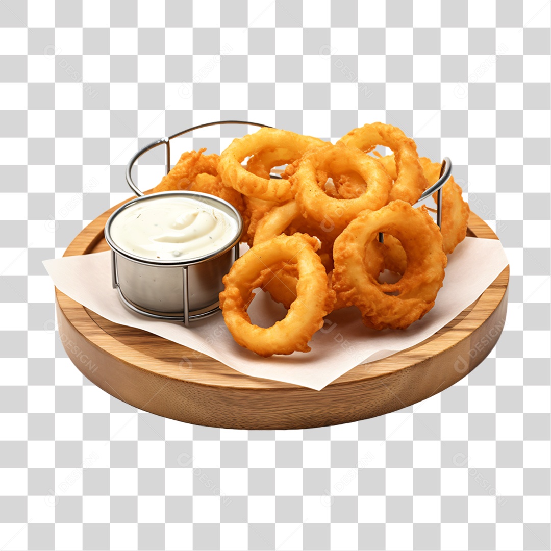 Porção de Anel de Cebolas Fritas PNG Transparente