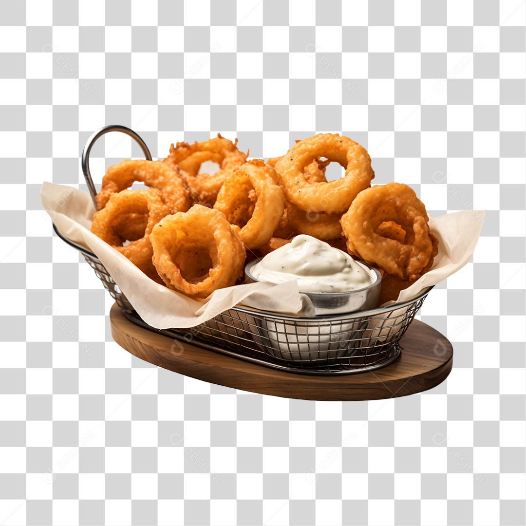 Porção de Anel de Cebolas Fritas PNG Transparente