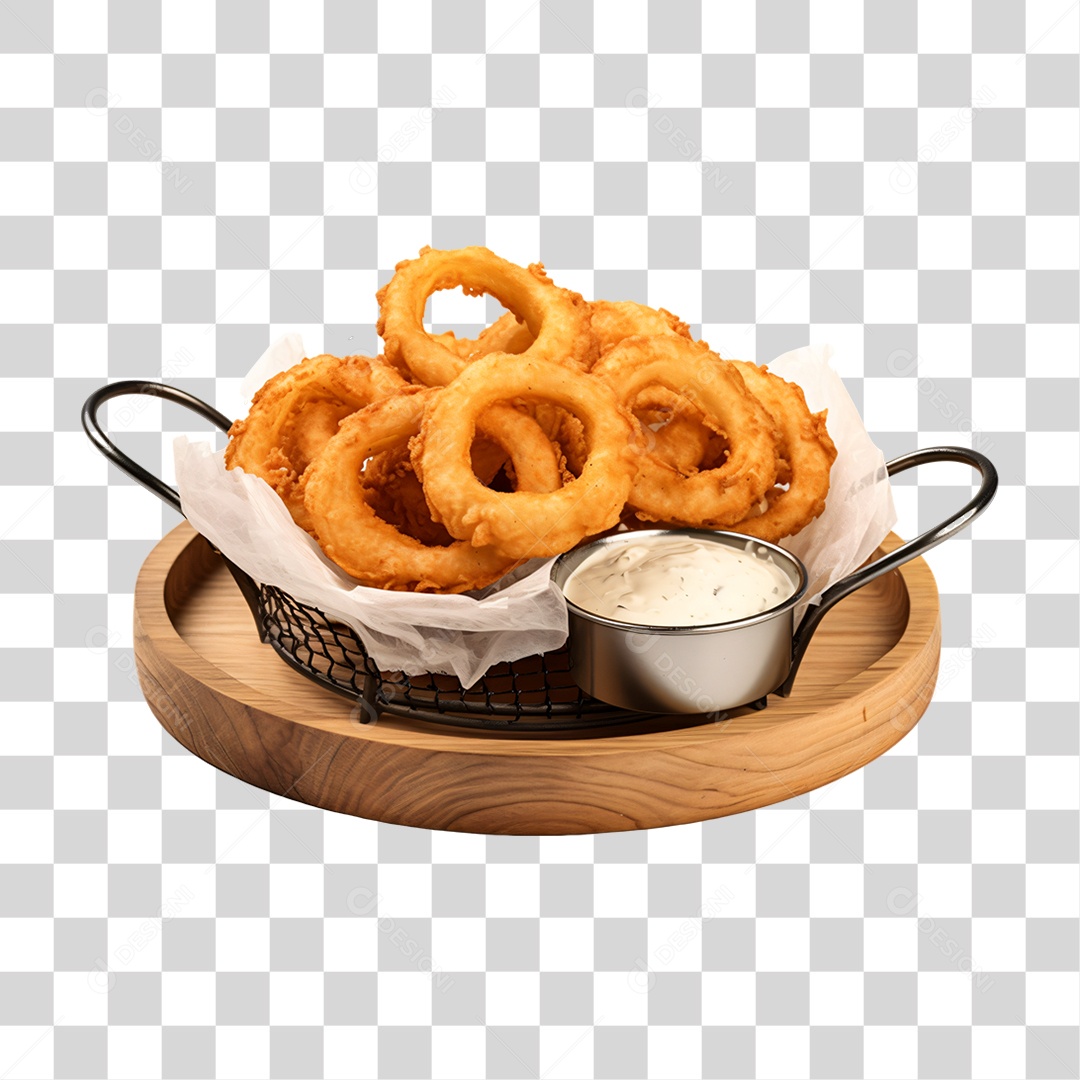 Porção de Anel de Cebolas Fritas PNG Transparente