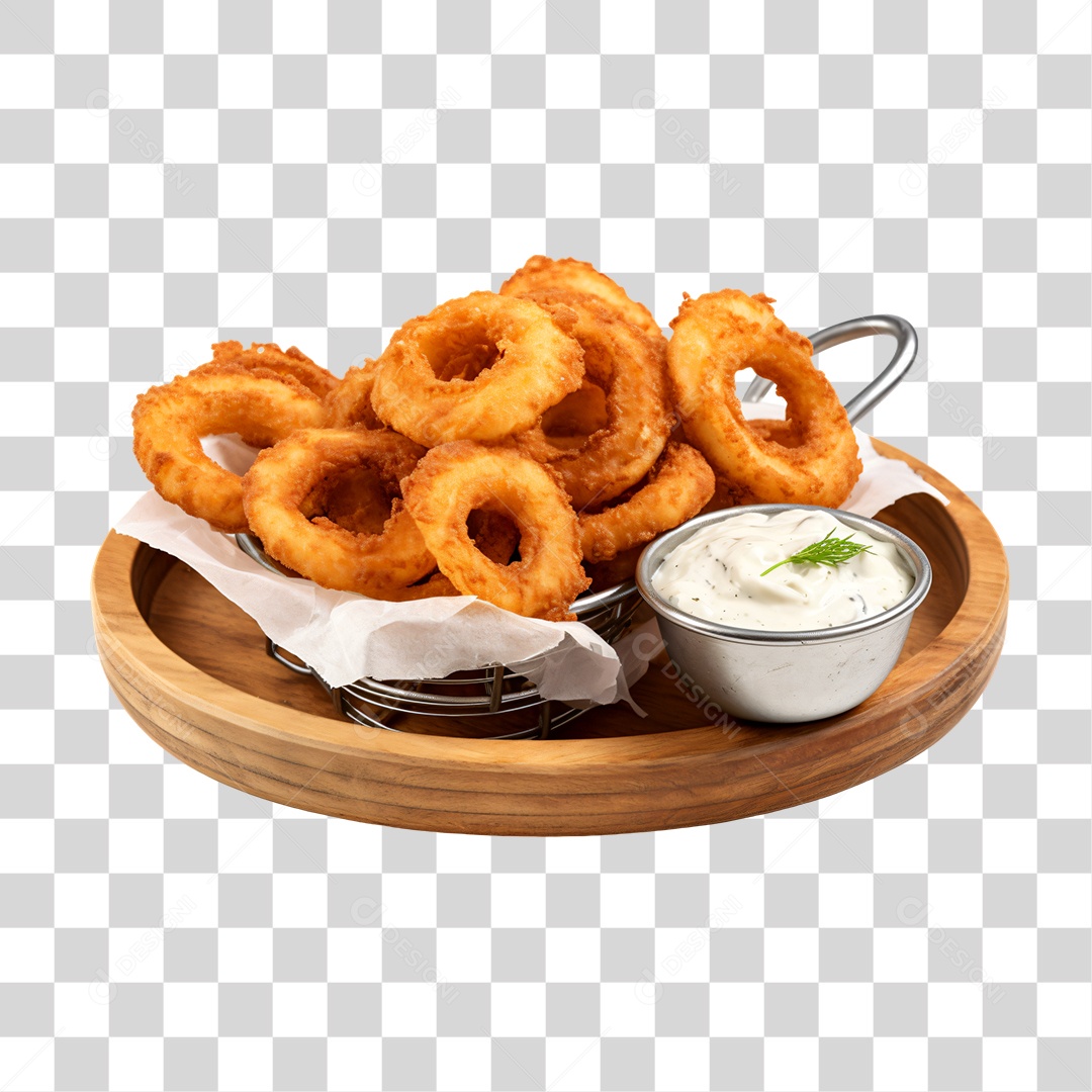 Porção de Anel de Cebolas Fritas PNG Transparente