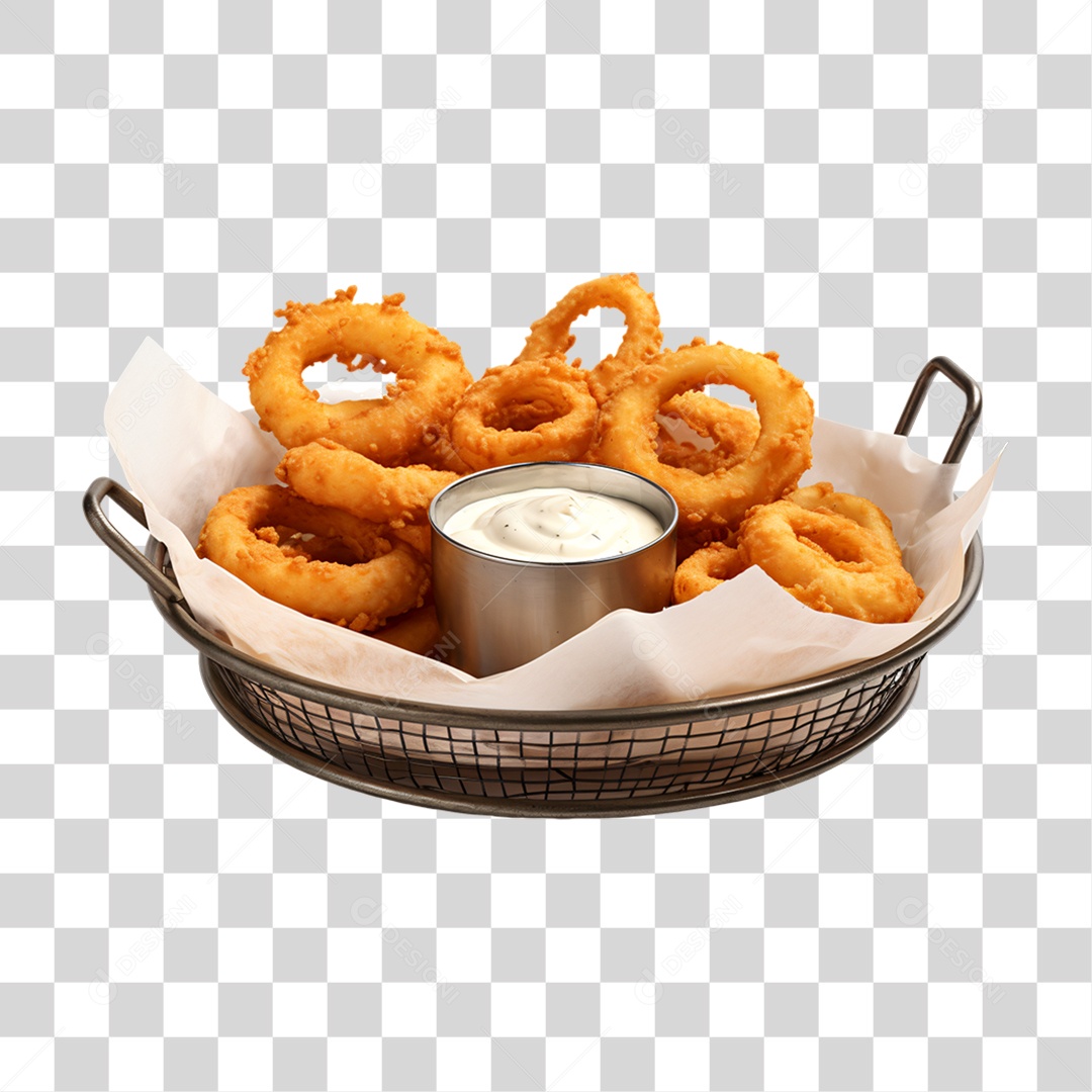 Porção de Anel de Cebolas Fritas PNG Transparente