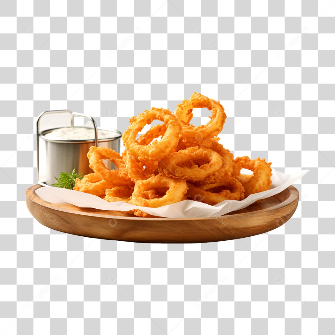 Porção de Anel de Cebolas Fritas PNG Transparente