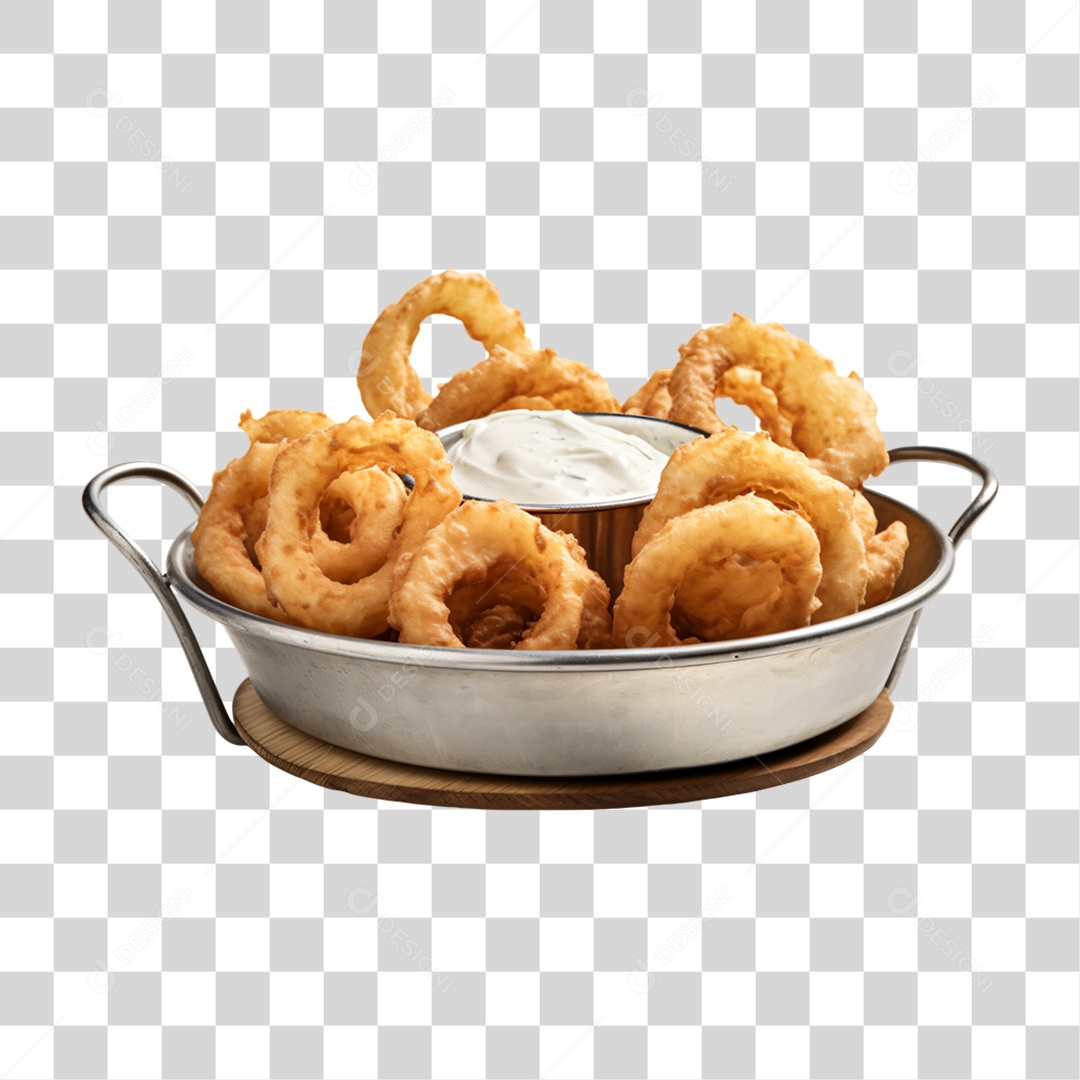 Porção de Anel de Cebolas Fritas PNG Transparente