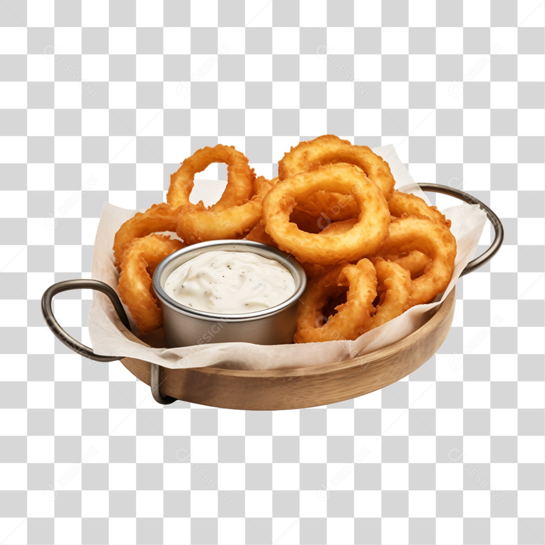 Porção de Anel de Cebolas Fritas PNG Transparente