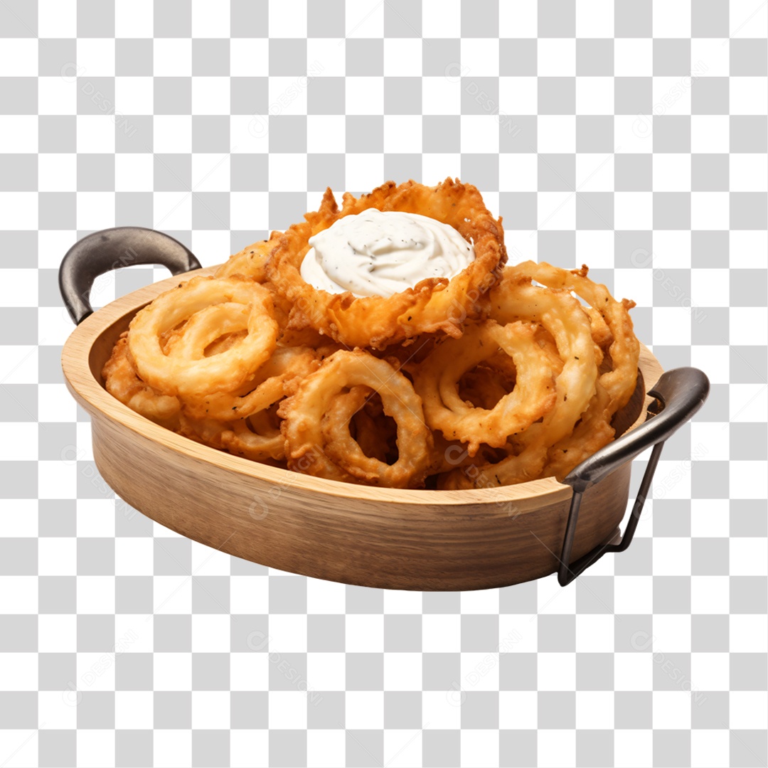 Porção de Anel de Cebolas Fritas PNG Transparente
