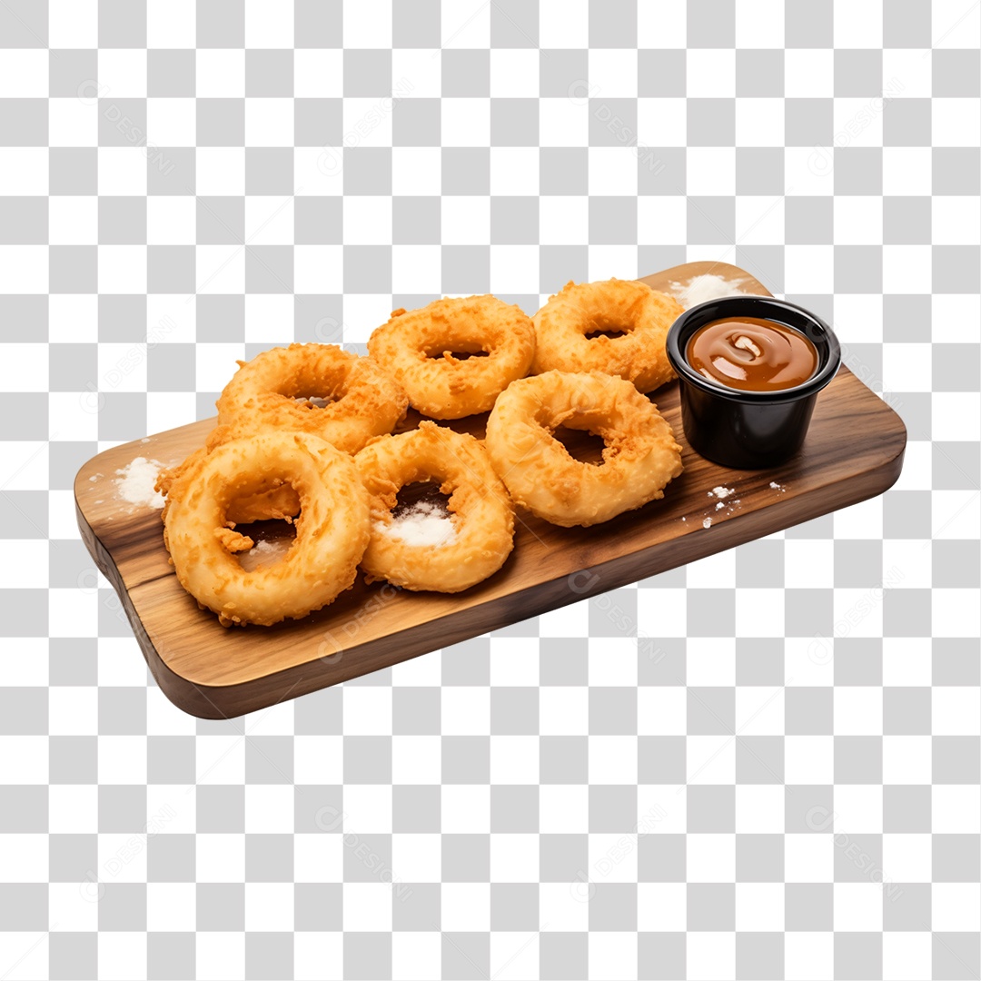 Porção de Anel de Cebolas Fritas PNG Transparente