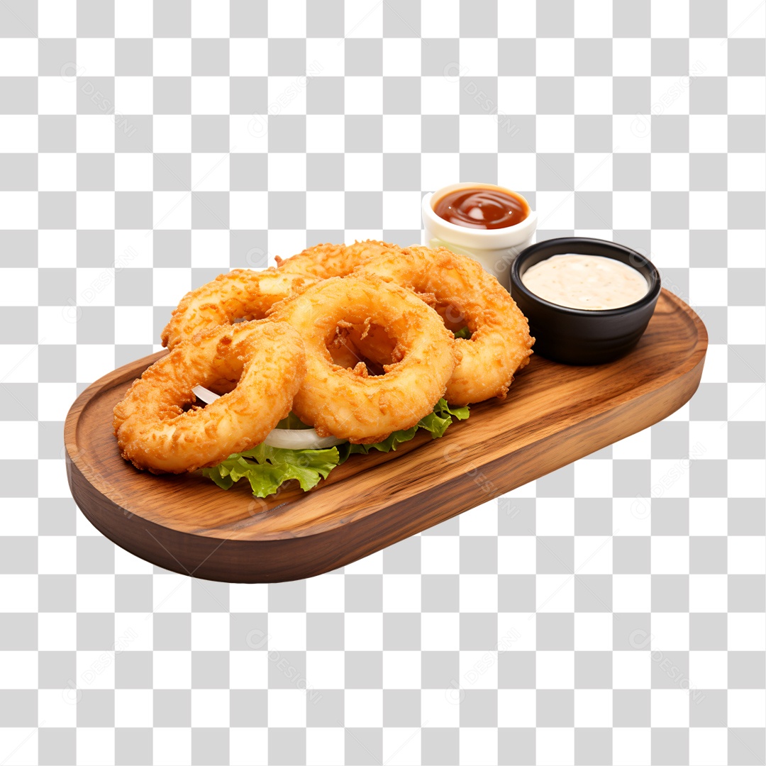 Porção de Anel de Cebolas Fritas PNG Transparente