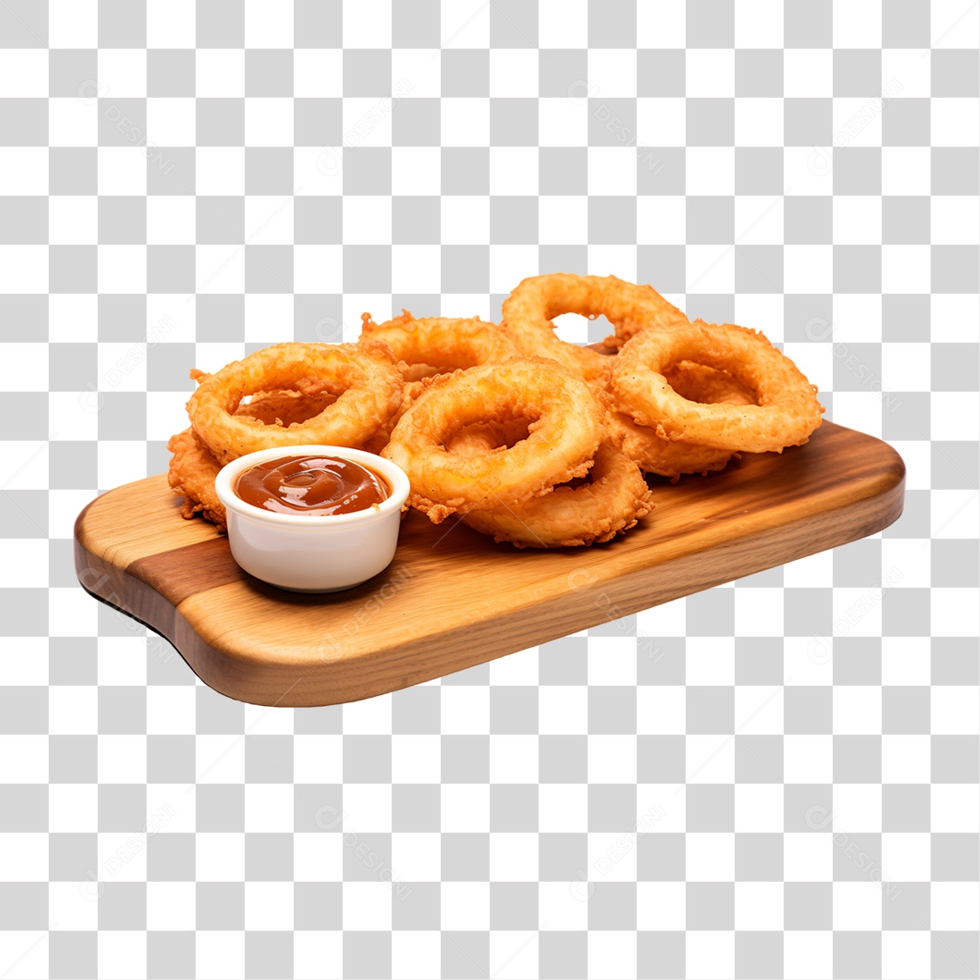 Porção de Anel de Cebolas Fritas PNG Transparente