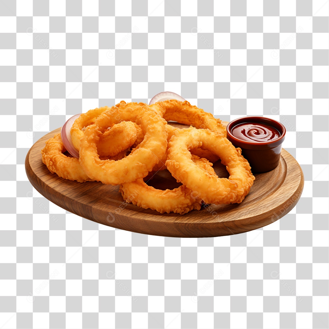 Porção de Anel de Cebolas Fritas PNG Transparente