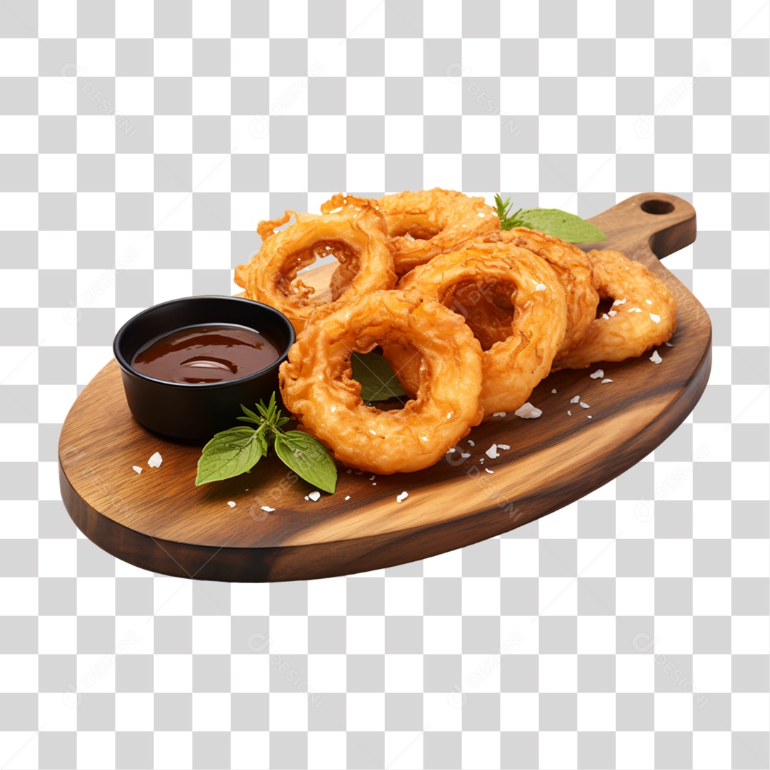 Porção de Anel de Cebolas Fritas PNG Transparente