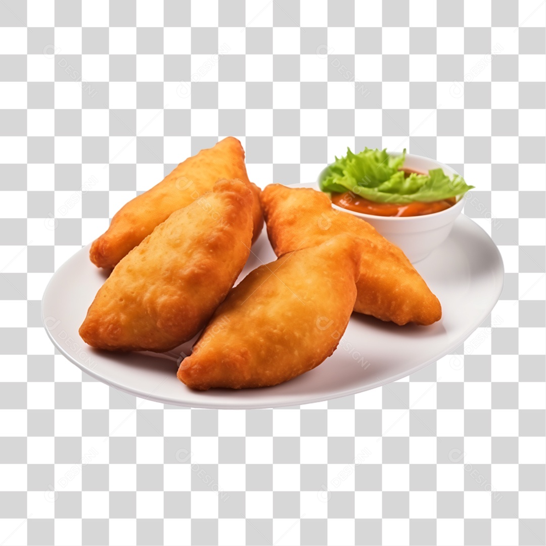 Salgados Fritos com Molho PNG Transparente