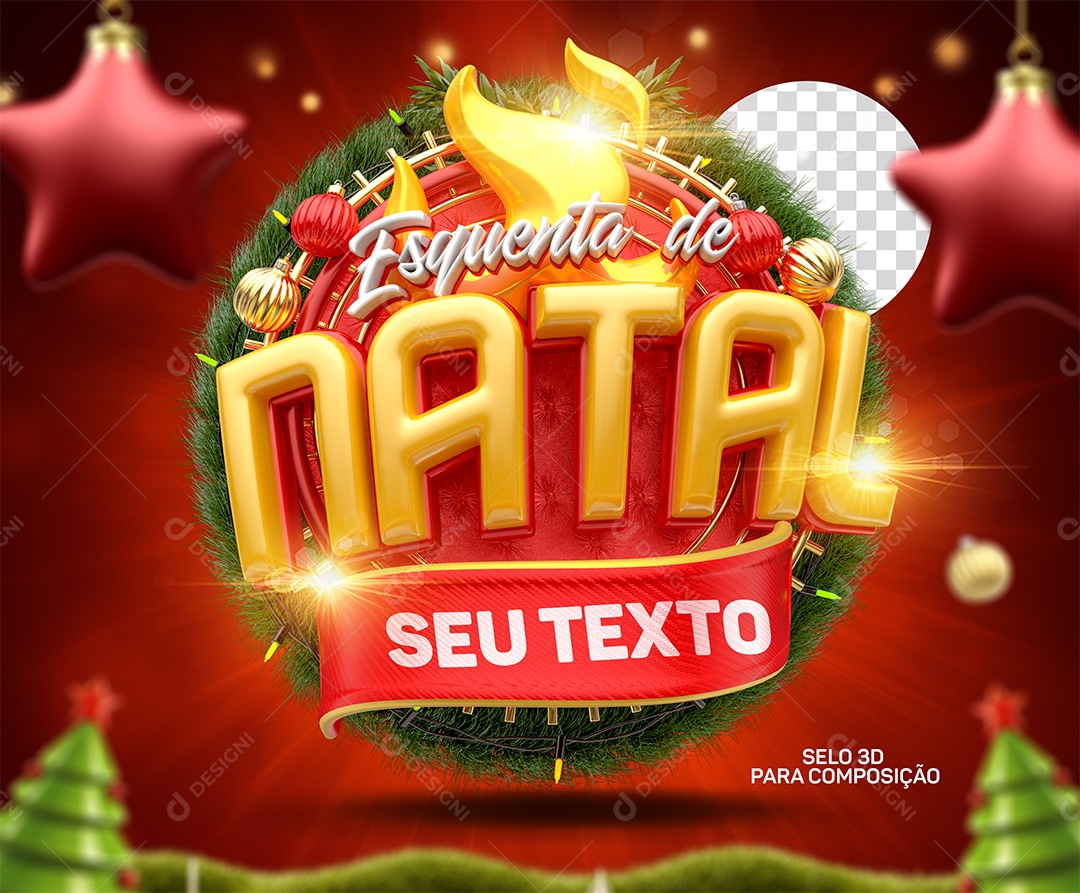 Esquenta De Natal Selo 3D Para Composição PSD