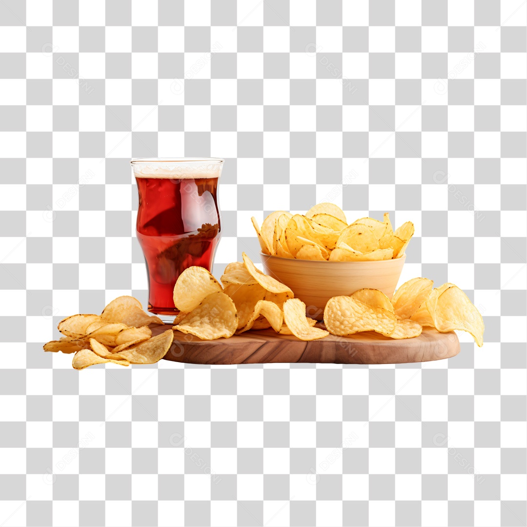 Porção de Batata Frita com Bebida PNG Transparente