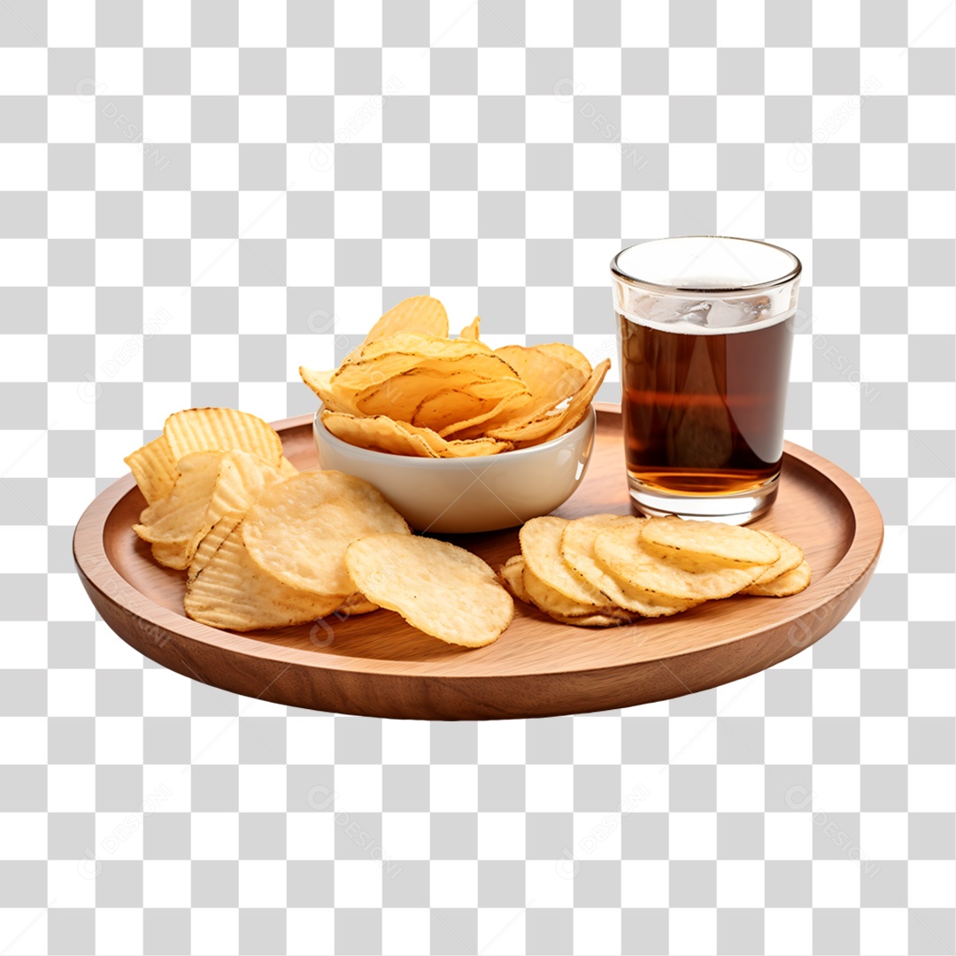 Porção de Batata Frita com Bebida PNG Transparente