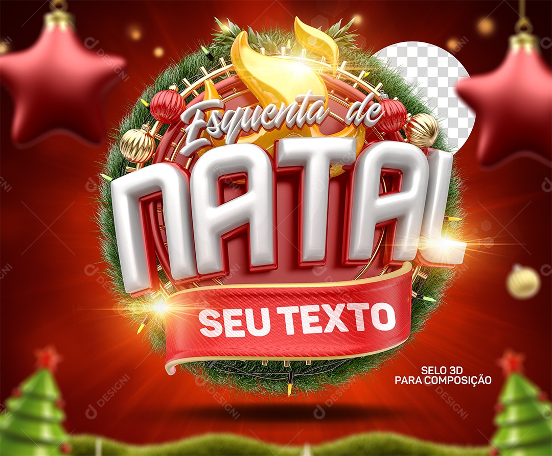 Selo 3D Esquenta De Natal Para Composição PSD