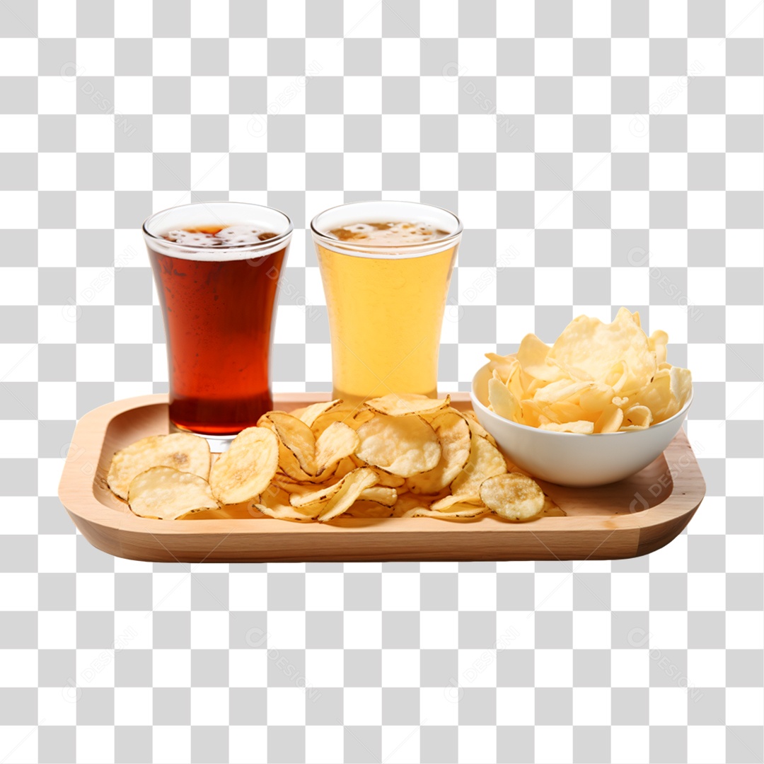 Porção de Batata Frita com Bebida PNG Transparente