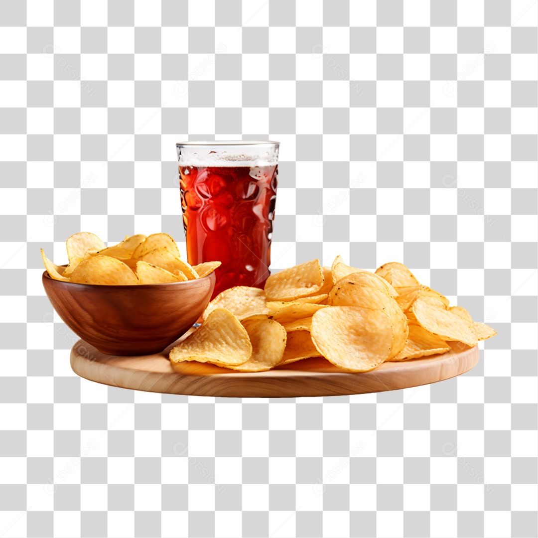 Porção de Batata Frita com Bebida PNG Transparente