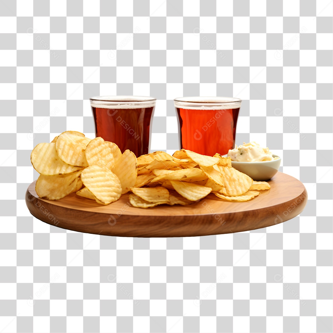 Porção de Batata Frita com Bebida PNG Transparente