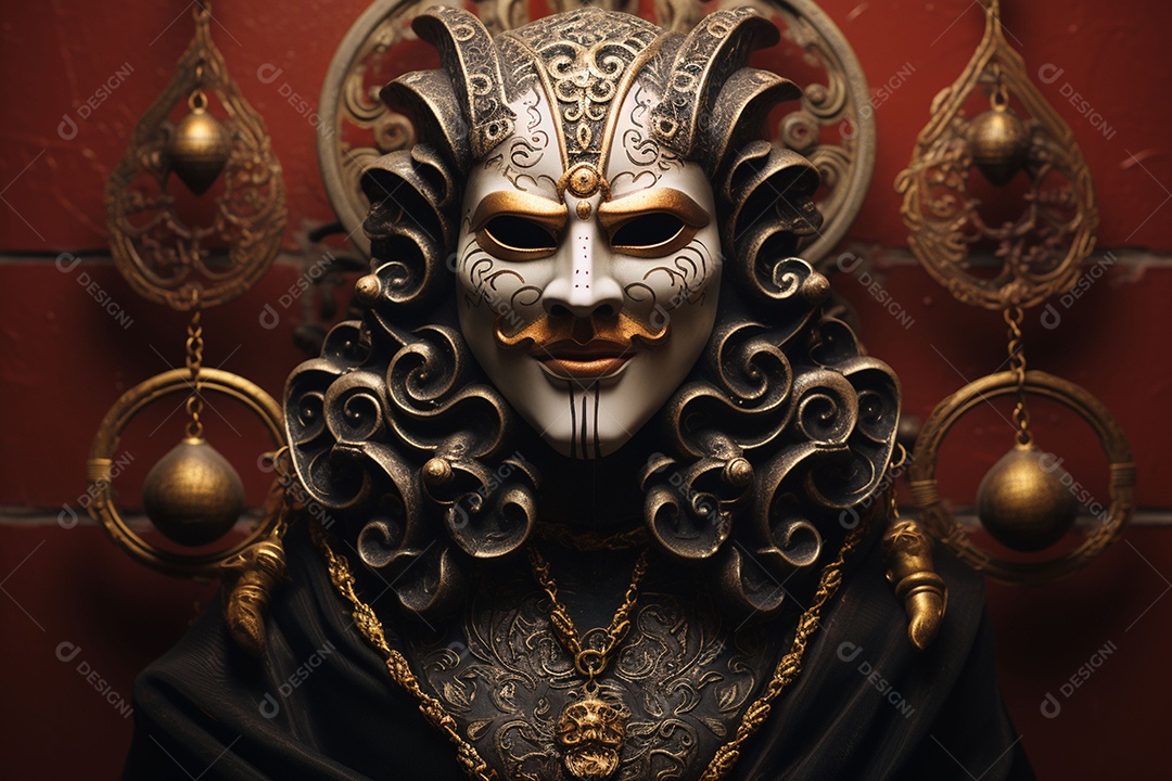 Retrato de moda com máscara no carnaval