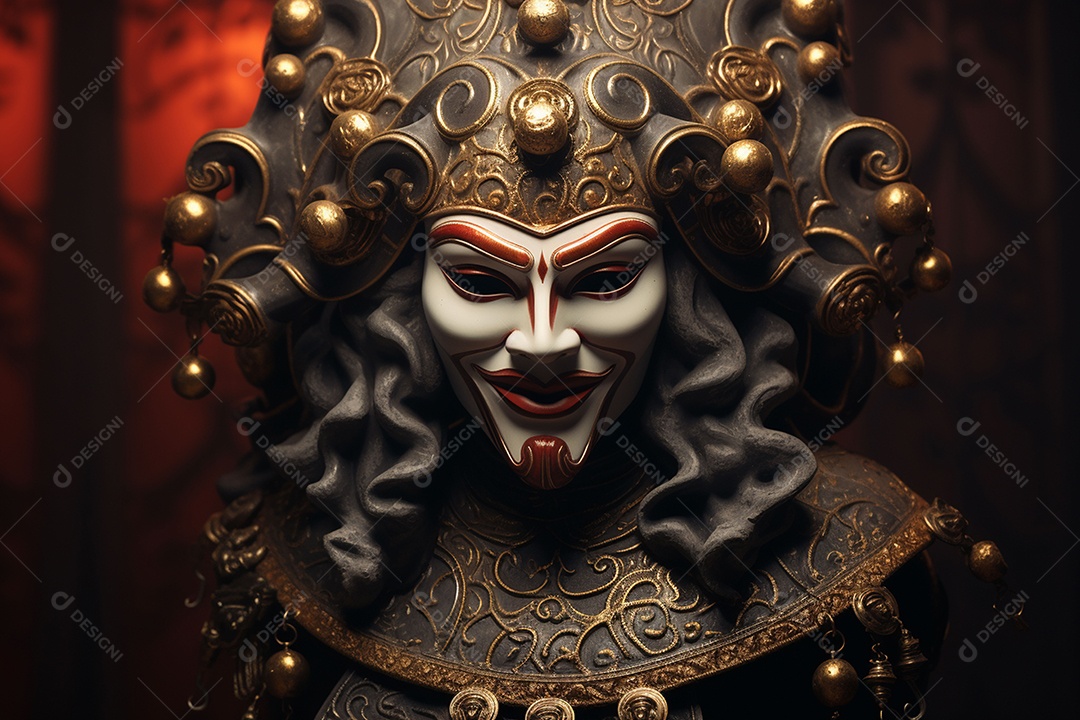 Retrato de moda com máscara no carnaval