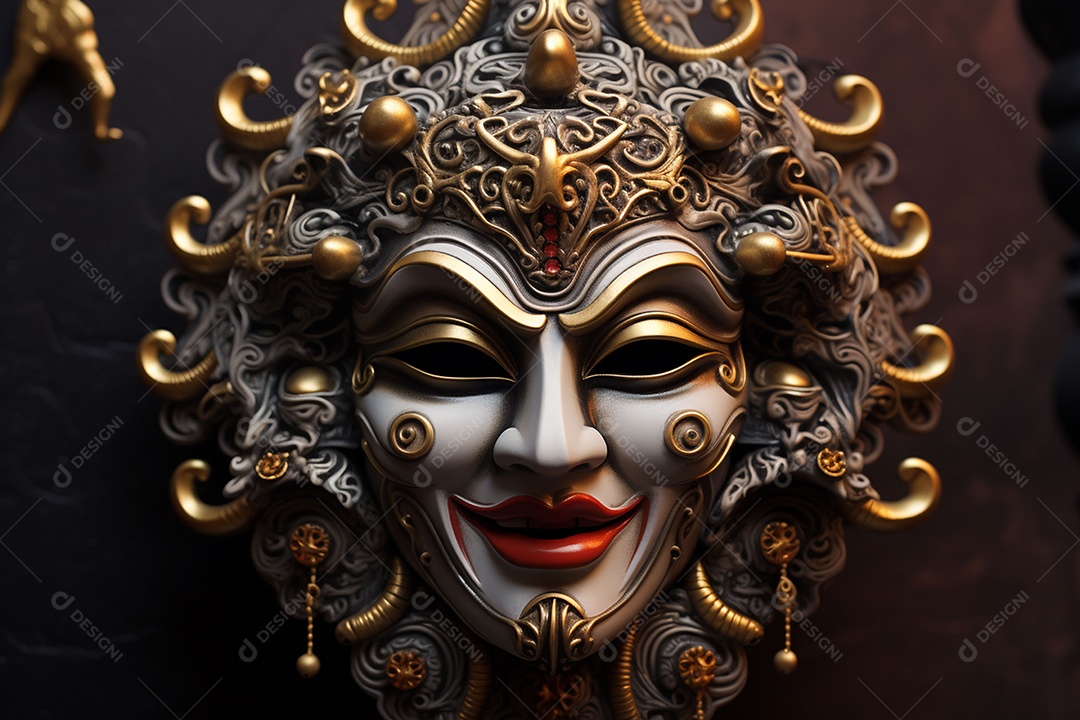 Retrato de moda com máscara no carnaval